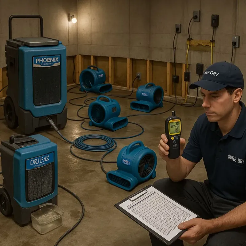 Structural Drying and Dehumidification process in Shell Point, SC